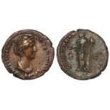 Faustina Senior copper as, Rome Mint 139 A.D., reverse:- Concordia standing left, holding patera and