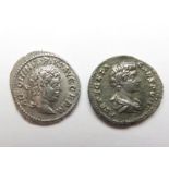 Caracalla silver denarius, reverse reads:- P M TR P XVIII COS IIII P P, Apollo, naked except for