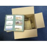 Box of various unsorted old postcards (Titanic card noted), Carte De Visite, plus some Ipswich