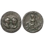 Gordian and Tranquillina bronze of c.32mm. of Singara, Mesopotamia, reverse:- City Goddess seated on