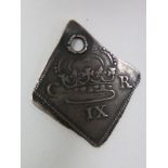 Charles I Civil War Seige Piece of Newark, silver ninepence, obverse:- Jewelled crown, 11/9 pearls