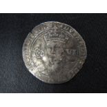 Edward VI, Fine Issue [1551-1553] sixpence, mm. Tun, Spink 2483, very short striking crack into
