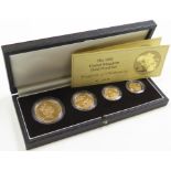 Four coin set 1985 (£5, £2, Sovereign & Half Sovereign). FDC boxed as issued