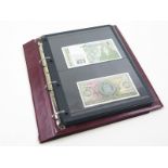 GB & World Banknotes (68) a collection in an album including Bank of England, Ireland, Guernsey,