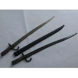Bayonets: French Chasspot Model 1866 Sabre bayonets. 1) 1866 Pattern made at St Etienne in March