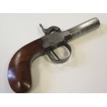 19th Century Belgium percussion box lock pocket pistol with Belgium proof marks nice example