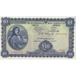 Ireland, Central Bank of £10 (3/12/1954) aUnc, very light brown mark bottom left