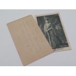 Autograph, Queen Alexandra, signed printed silk 21st June 1916 (she signed 12 cards on her drive