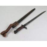Bayonet: A good U.S. P'17 by Remington in its steel mounted leather scabbard with WW2 Home Guard