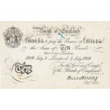 Harvey Ten Pounds B209b "Liverpool" 2/7/1919. "57V" GF - nVF small blue ink smudge on front