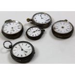 Five silver pocket watches (AF)