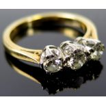 18ct Ladies 3 Stone Diamond ring approx. 0.60 carat weight size J weight 3.1 grams