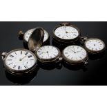 Selection of six Silver Pocket watches, various sizes