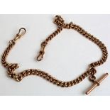9ct Gold "T" bar pocket watch chain. length approx 40cm and weighing 45.4g