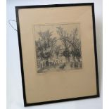 A period etching of "Willows in the Stour Valley" Dedham by Ernest Foster