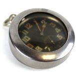 Rolex military nickel pocket watch WD marked on back A.19496 G.S. Mk II Black faced dial with Arabic