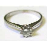 9ct White Gold Solitaire Diamond Ring approx 0.50ct size O weight 2.2 grams