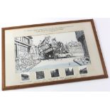 Giles OBE 1916-1995 mounted and framed pen and ink cartoon, description on mount reads 'The original