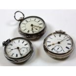 Three silver open face pocket watches includes two Victorian examples and a Waltham