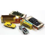 Four boxed Dinky/Corgi, Purdeys TR7, Corvette Stingray no.337, London Taxi & Commando Jeep no 612