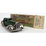 Triang Minic tinplate clockwork car in green and in original box
