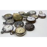 Collection of fourteen mainly nickel pocket watches, includes Waltham, West End Watch Co. etc
