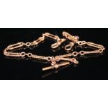 9ct Gold "T" bar pocket watch chain. length approx 41cm and weighing 36.7g