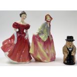 Three Royal Doulton figures of Sweet Anne, Winston Churchill and one other unamed.