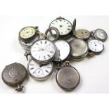 Tweleve assorted silver pocket / fob watches, all AF