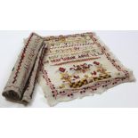 Two Victorian needlework samplers, both by Mary Grace Thorne from Martinhoe in Devon