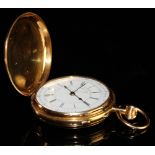 18ct gold Full Hunter pocket watch by Thos Russell & Sons, hallmarked Chester 1900