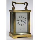 20th century Brass Carriage Clock by Mappin and Webb, standing 12cm with the face marked mappin
