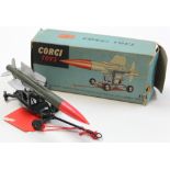 Boxed Corgi toy 350 "Thunderbird" Guided Missile with the navy blue assembly trolley, the pale green