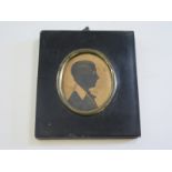 Early Victorian Silhouette Miniaiture of a boy in an ebonised frame Aged 14 years 1842