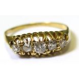 18ct Ring set with 5 Diamonds approx 0.50 ct size S weight 3.7 grams
