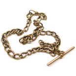 9ct Gold "T" bar pocket watch chain. length approx 44cm and weighing 46.1g