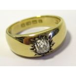 18ct Solitaire Gents Diamond Ring size R weight 10.5 grams, diamond 0.80 approx ct weight