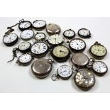 Assortment of silver fob / pocket watches (20) includes Victorian examples