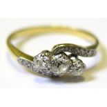 Gold and Platinum Diamond set ring size N weight 2.6 grams
