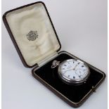In its orignal box, Silver open face Pocket watch, "Acme Lever" hallmarked Birmingham 1936, the