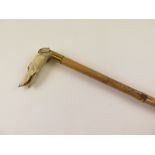 Greyhound Head gents walking stick, well detailed design, an early piece attached to a more modern