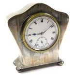 Silver cased travel clock, hallmarked Birmingham 1920