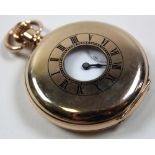 15ct gold half hunter pocket watch in the "Moon" case by Dennison (missing glass)