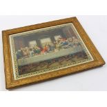 19th century print of the last supper enhanced with gilt and housed within a gilded frame