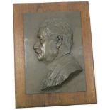 Large bronze plaque mounted on oak panel, Signed by the Sculpture AUGUST MAILLARD and dated 1923.