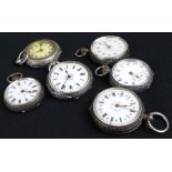 Six ladies silver fob/pocket watches