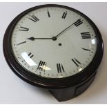Victorian station wall clock with fusee movement, plain dial and roman numerals
