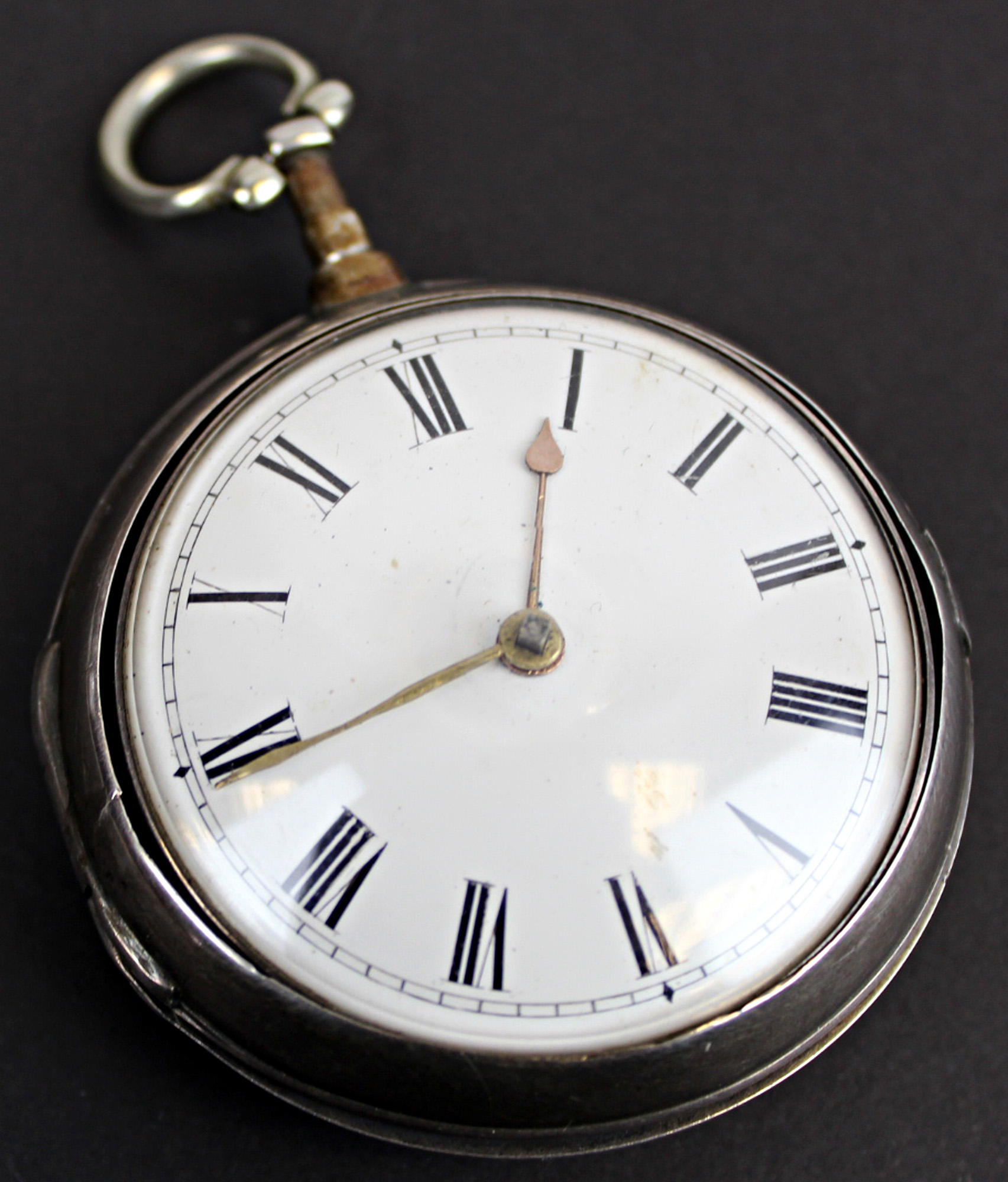 Silver pair cased George III pocket watch, both cases hallmarked London 1807, the movement signed J.