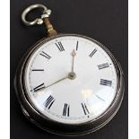 Silver pair cased George III pocket watch, both cases hallmarked London 1807, the movement signed J.