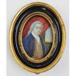 Finely painted Miniature on Ivory, written on the back Historical Portrait Court of Charles 2nd "